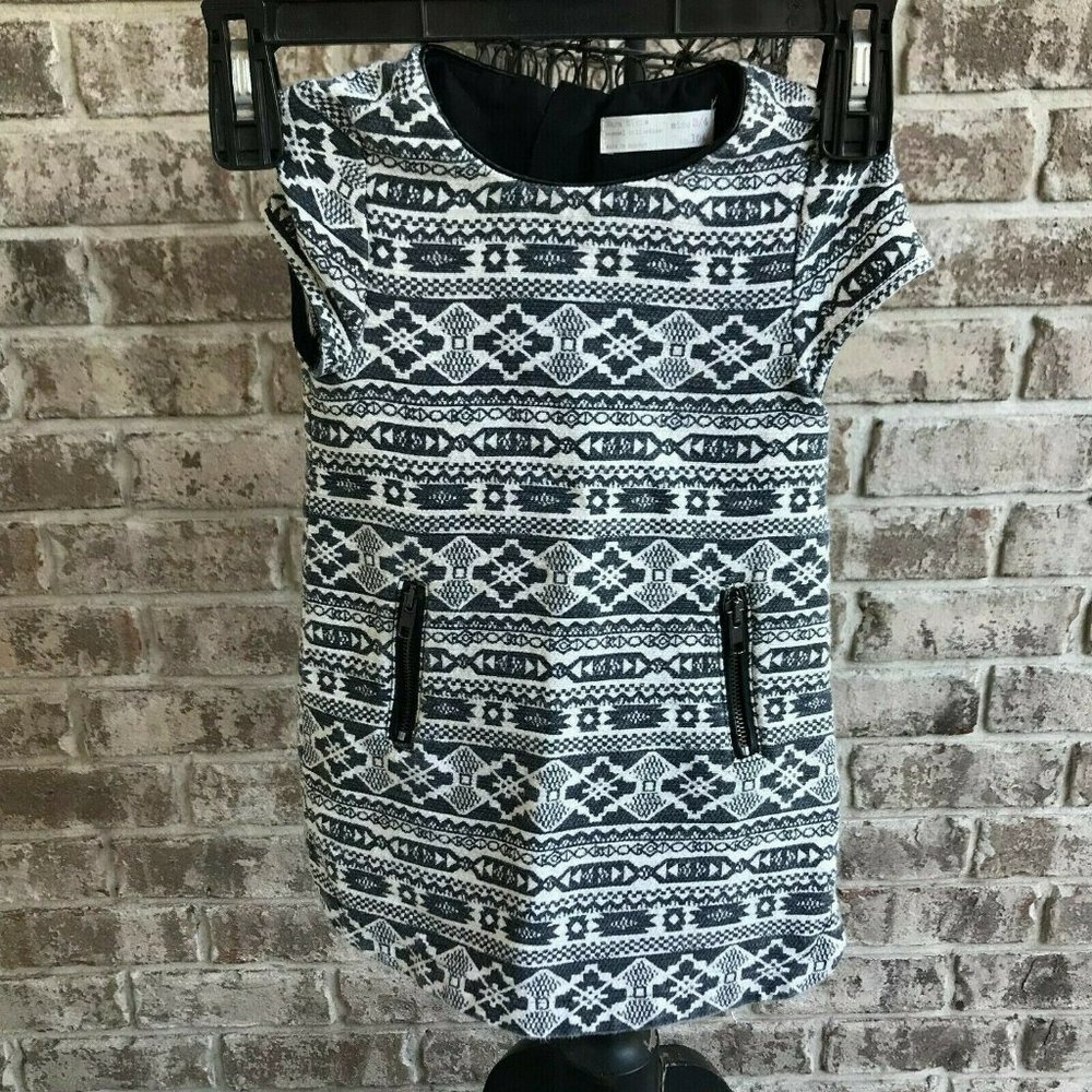 Zara Girls Casual Collection Dress Size 3 /4 Aztec Southwest Back Zip Co…